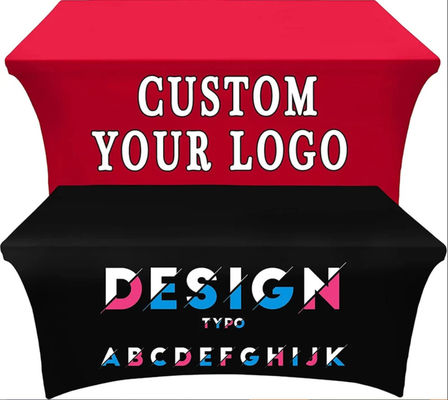 250G Polyester Pop Up Ticaret Fuarı Logo ODM ile Masa Örtüsü Örtüsü Atın